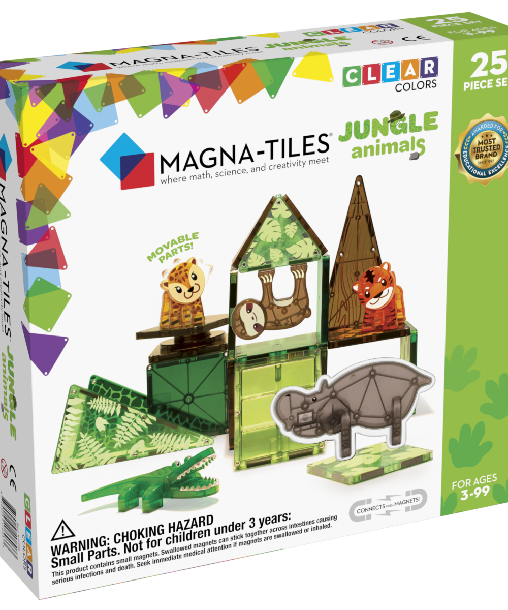 MagnaTiles JungleAnimals 25pc Carton Angle front