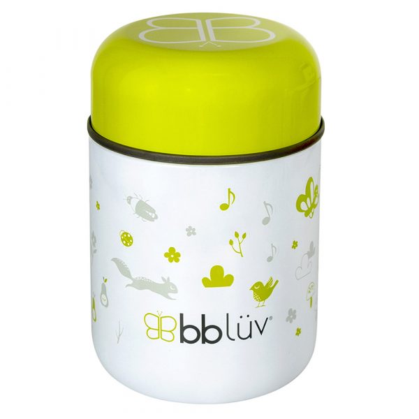 bbluv food insulated containter spoon lime hedgehog back 600x600